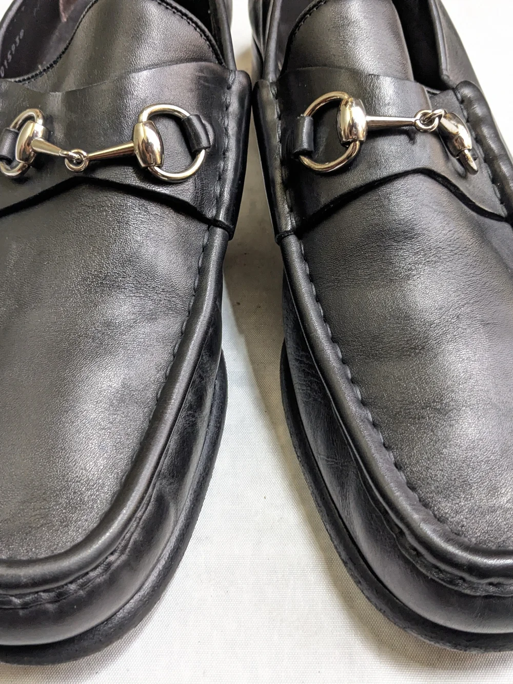 Gucci Men’s Black Leather Horsebit Loafers 13 D